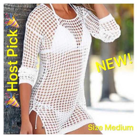 NEW Crocheted Knit Cover Up Sheer Sexy - Picture 2 of 8